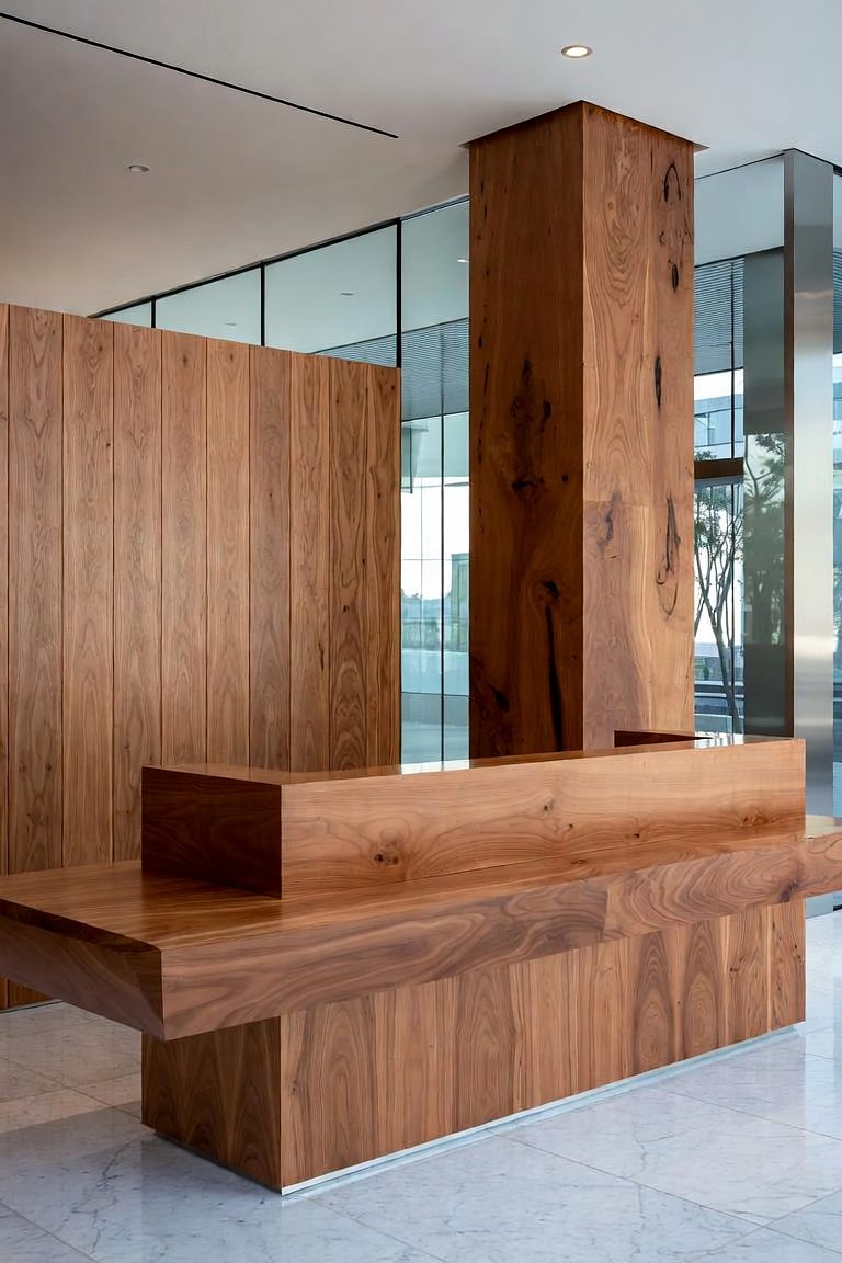 Design rendering of Walnut Desk: cantilevered top in figured walnut
